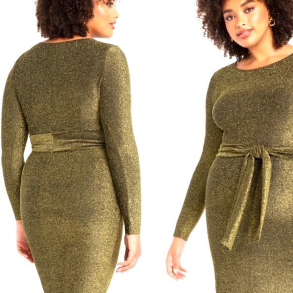 Eloquii Lurex Tie Waist Dress Size 14 - Picture 1 of 4